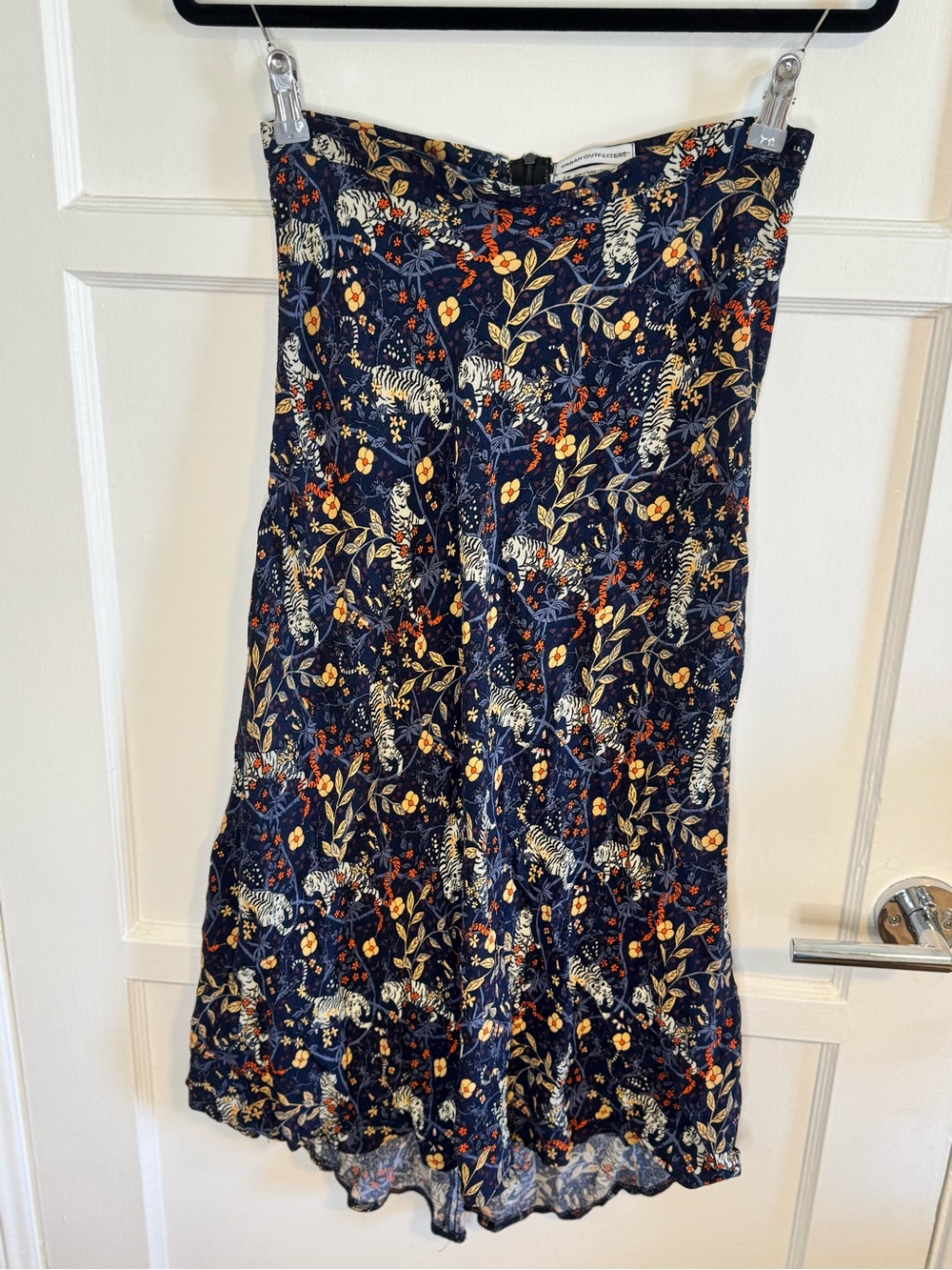Urban Outfitters Tiger Floral Print Midi Skirt Navy Size Small